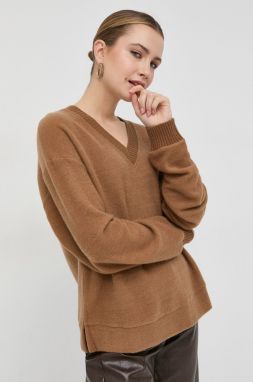 Sveter s prímesou vlny Max Mara Leisure dámsky, hnedá farba, tenký