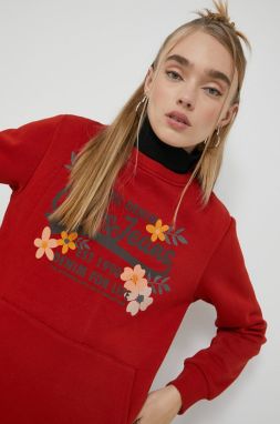 Mikina Cross Jeans dámska, červená farba, vzorovaná