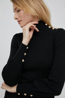 Sveter Lauren Ralph Lauren dámsky, čierna farba, tenký, s rolákom