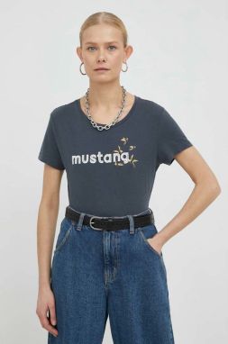 Bavlnené tričko Mustang šedá farba,