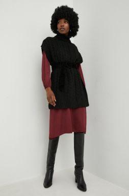 Vesta Answear Lab dámsky, čierna farba, teplý, s rolákom
