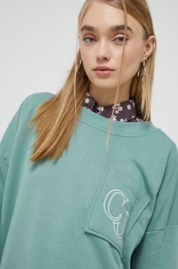 Mikina Cross Jeans dámska, zelená farba, jednofarebná