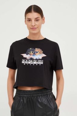 Bavlnené tričko Napapijri X Fiorucci čierna farba,