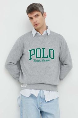 Mikina Polo Ralph Lauren pánska, šedá farba, s nášivkou