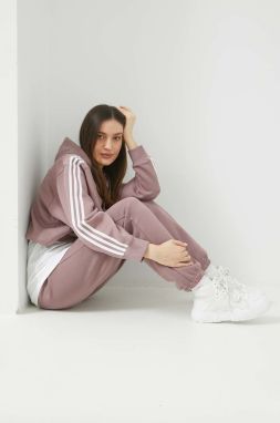 Mikina adidas Originals dámska, ružová farba, s kapucňou, jednofarebná