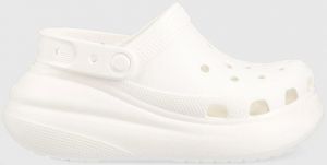 Šľapky Crocs Classic Crush Clog dámske, biela farba, na platforme, 207521