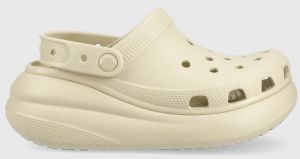 Šľapky Crocs Classic Crush Clog dámske, béžová farba, na platforme, 207521