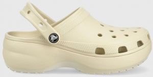 Šľapky Crocs Classic Platform Clog dámske, béžová farba, na platforme, 206750