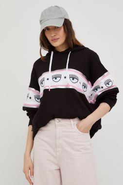 Bavlnená mikina Chiara Ferragni dámska, čierna farba,