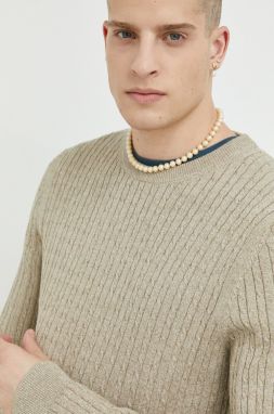 Sveter Premium by Jack&Jones Dallas pánsky, béžová farba, tenký,
