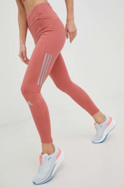 Bežecké legíny adidas Performance Own The Run Winter dámske, oranžová farba, s potlačou