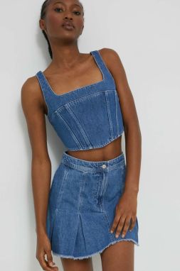 Rifľová sukňa Tommy Jeans mini, áčkový strih