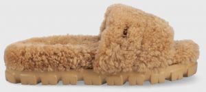 Vlnené papuče UGG W Cozetta Curly hnedá farba