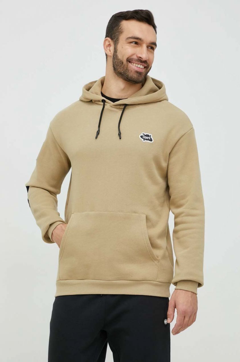 Mikina Colourwear pánska, béžová farba, s kapucňou, jednofarebná