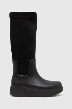 Gumáky Calvin Klein Rain Boot Wedge High dámske, čierna farba