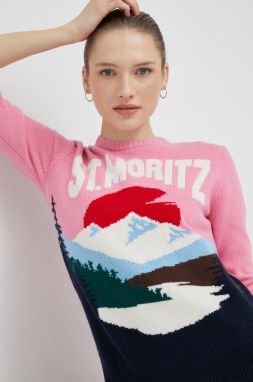 Vlnený sveter MC2 Saint Barth dámsky, ružová farba,
