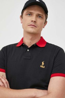 Bavlnené polo tričko Polo Ralph Lauren čierna farba, jednofarebné