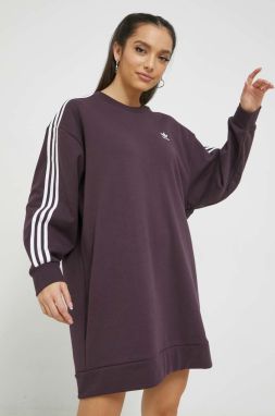 Bavlnené šaty adidas Originals fialová farba, midi, oversize
