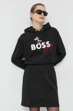 Šaty BOSS x Looney Tunes čierna farba, mini, áčkový strih