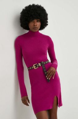 Šaty s prímesou vlny Answear Lab ružová farba, mini, priliehavá
