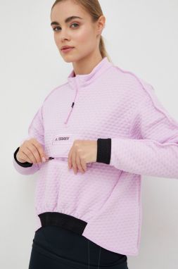 Športová mikina adidas TERREX Utilitas dámska, ružová farba, jednofarebná