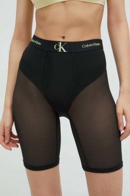 Šortky Calvin Klein Underwear dámske, čierna farba, s potlačou, vysoký pás