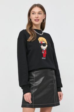 Mikina Karl Lagerfeld dámska, čierna farba, s nášivkou
