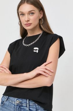 Bavlnený top Karl Lagerfeld čierna farba