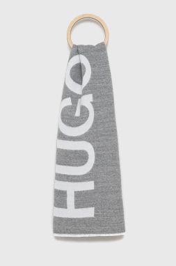 Vlnený šál Hugo šedá farba, vzorovaný