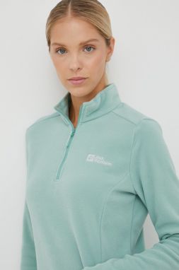 Športová mikina Jack Wolfskin Taunus dámska, zelená farba, jednofarebná