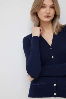 Kardigán Lauren Ralph Lauren dámsky, tmavomodrá farba, tenký