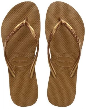 Žabky Havaianas dámske, hnedá farba, na plochom podpätku