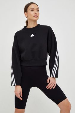 Mikina adidas dámska, čierna farba, s nášivkou