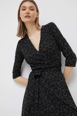 Šaty Lauren Ralph Lauren čierna farba, midi, áčkový strih