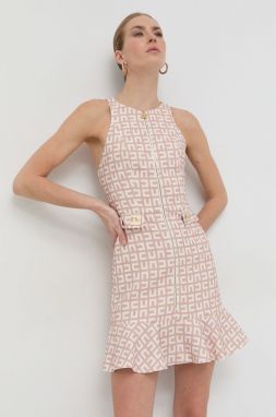 Šaty Elisabetta Franchi béžová farba, mini, priliehavá