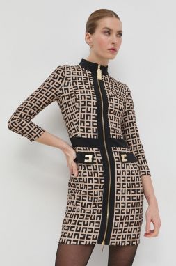 Šaty Elisabetta Franchi béžová farba, mini, priliehavá