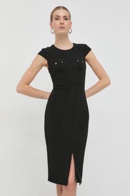 Šaty Elisabetta Franchi čierna farba, midi, priliehavá