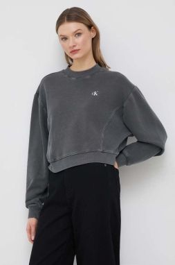 Bavlnená mikina Calvin Klein Jeans dámska, šedá farba, jednofarebná