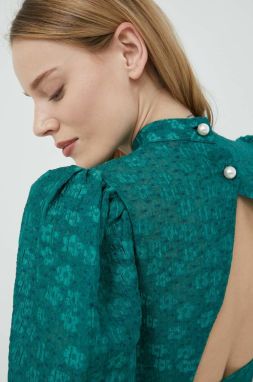 Blúzka Custommade Davida dámska, zelená farba, vzorovaná