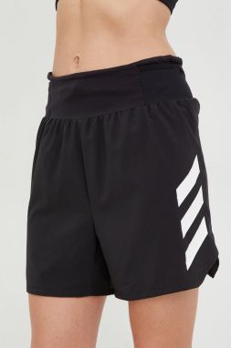 Športové krátke nohavice adidas TERREX Agravic dámske, čierna farba, s potlačou, vysoký pás
