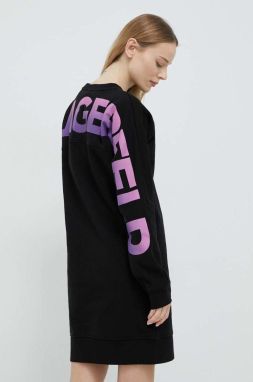 Šaty Karl Lagerfeld čierna farba, midi, oversize
