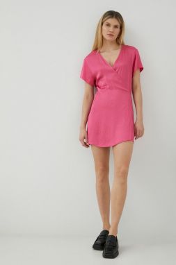 Šaty American Vintage ružová farba, mini, áčkový strih