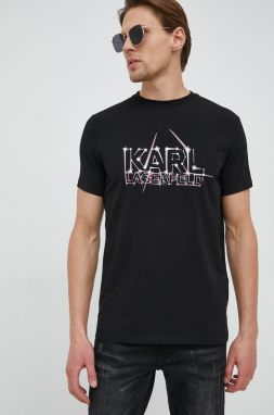 Tričko Karl Lagerfeld pánske, čierna farba, s potlačou