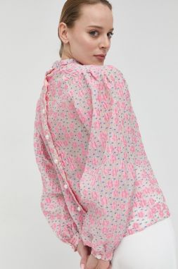 Blúzka Custommade Dafne dámska, ružová farba, vzorovaná