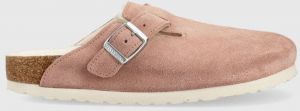 Semišové papuče Birkenstock Boston ružová farba