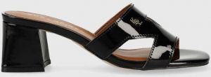 Kožené šľapky Kurt Geiger London Odina Block dámske, čierna farba, na podpätku