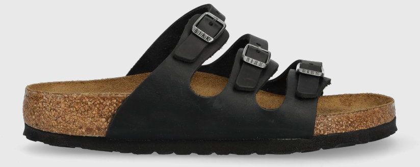 Kožené šľapky Birkenstock Florida dámske, čierna farba, 1011445