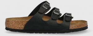 Kožené šľapky Birkenstock Florida dámske, čierna farba, 1011445