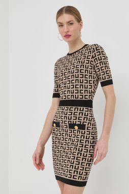Šaty Elisabetta Franchi béžová farba, mini, priliehavá