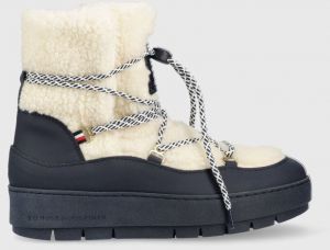 Snehule Tommy Hilfiger FW0FW06850 TH FAUX FUR SNOW BOOTIE tmavomodrá farba